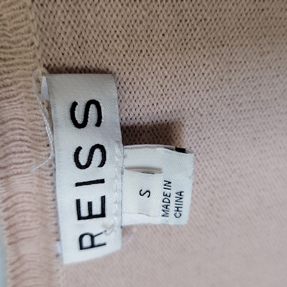 Reiss Preppy Neutral Scallop Trim Cotton Wool Cashmere Blend Sweater Top Small - Picture 3 of 6